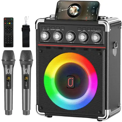 Karaoke naprava, Dvojni mikrofon, Bluetooth povezljivost, 12 ur predvajanja, Dinamični svetlobni učinki