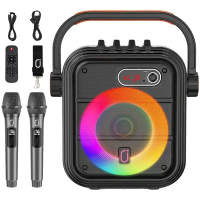 Karaoke naprava, prenosna zasnova, 12 ur življenjske dobe baterije, Bluetooth in AUX združljiva, TWS brezžični stereo