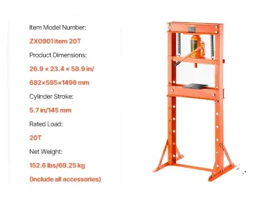Hidravlična delavnica, nosilnost 20 ton, nastavljiva višina, ojačitev s trikotno osnovo -20 T