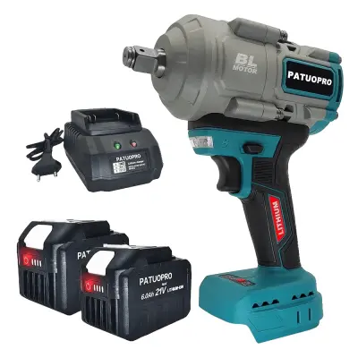 Električni udarni ključ, 1800N.m navor, brezkrtačni motor, 6.0Ah baterija -2PCS 6.0Ah Baterija -EU