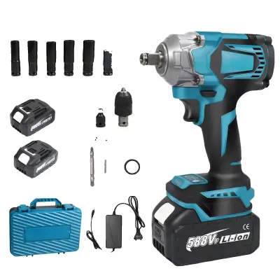 Udarna ključ, 1200 N.M navora, brezkrtačni motor -2 Baterija -EU