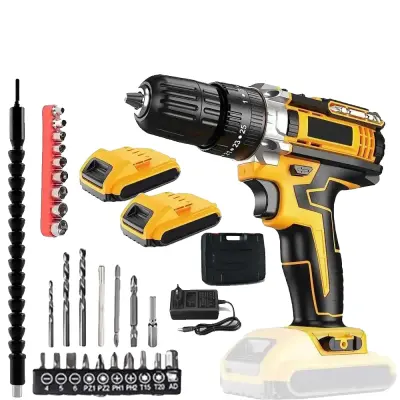 Brezžični vrtalnik, 23-delni set, 3/8" brezkljucni čeljust -2*baterija -EU