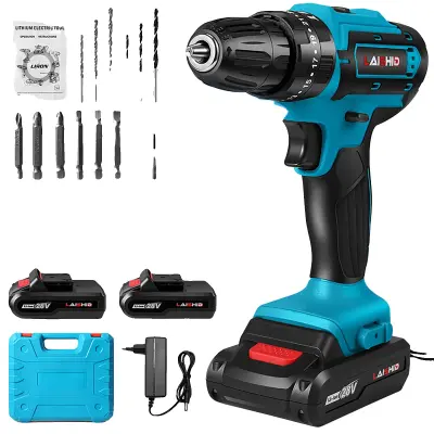 Brezžični vrtalnik, dvojna hitrost, močan navor 32N.m -Baterija*2