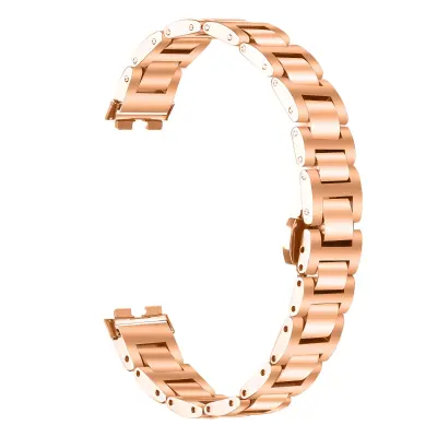 Združljiv eleganten jeklen pašček za Huawei Band 8/9/10 - tanek dizajn PinkGold