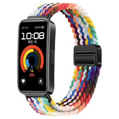 Združljiv z Huawei Band 8/9/10 - Najlonska pletena magnetna zapestnica MultiColor