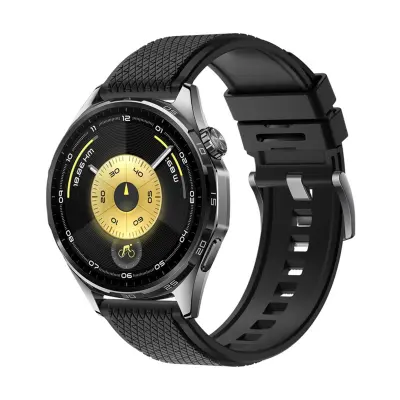 Združljiv s Huawei WATCH Ultimate2 - 22mm nadomestni fluororubber pašček Black