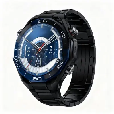 Združljiv 22 mm titanov pašček za uro z zaponko metuljček za Huawei WATCH Ultimate & GT Series Black