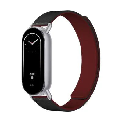 Dvo-barvni Kona usnjeni magnetni pašček združljiv z Xiaomi Mi Band 8/9/10 red+black