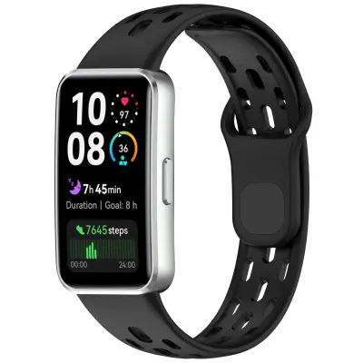 Združljiv silikonski nadomestni pašček za Huawei Band 8/9/10 - Zračen in vodoodporen Black