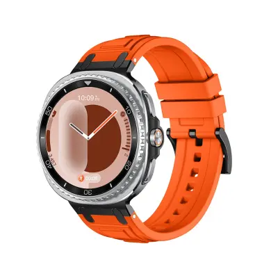 Združljiv z Samsung Galaxy Watch8 oranžen silikonski pašček - Varen in udoben