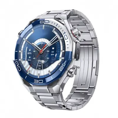 Združljiv 22 mm titanov pašček za uro z zaponko metuljček za Huawei WATCH Ultimate & GT Series Silver