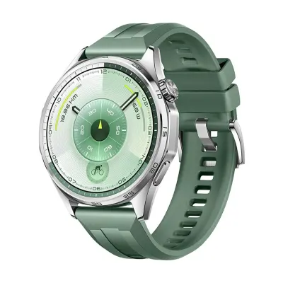 Združljiv geometrijski silikonski pašček za uro Huawei GT6 (srebrna zaponka) - 22 mm Green
