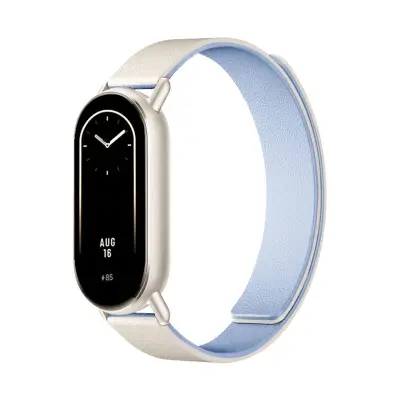 Dvo-barvni Kona usnjeni magnetni pašček združljiv z Xiaomi Mi Band 8/9/10 White+Blue