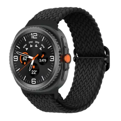 Združljiv pleten pašček za Samsung Watch8/Galaxy Watch8 Classic - Najlonski pašček Black