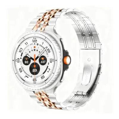 Združljiv kovinski pašček iz nerjavečega jekla za Samsung Galaxy Watch 8/8 Classic rose gold+silver