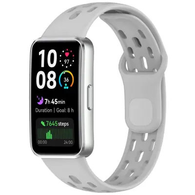 Združljiv silikonski nadomestni pašček za Huawei Band 8/9/10 - Zračen in vodoodporen Grey