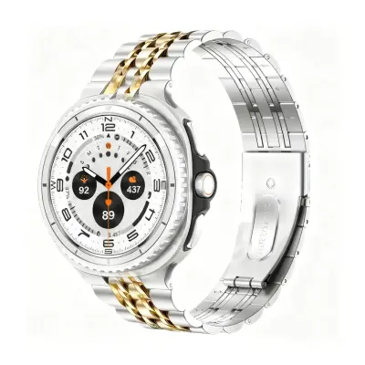 Združljiv kovinski pašček iz nerjavečega jekla za Samsung Galaxy Watch 8/8 Classic silver+gold