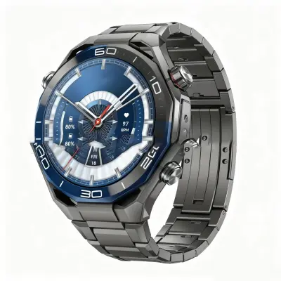 Združljiv 22 mm titanov pašček za uro z zaponko metuljček za Huawei WATCH Ultimate & GT Series Grey