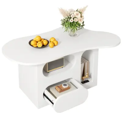 Klubska mizica v obliki oblaka s predali in policami, 97*45*43,5 cm