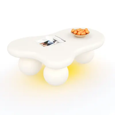 Bela klubska mizica v obliki oblaka s 16-barvno LED osvetlitvijo.