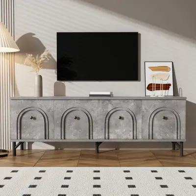 Moderna TV omarica s 4 vrati – siva, 160 cm – elegantna oblika