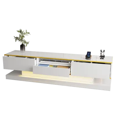 Moderna TV omarica s 3 predali, odprtim predelkom in LED lučko, 180 cm