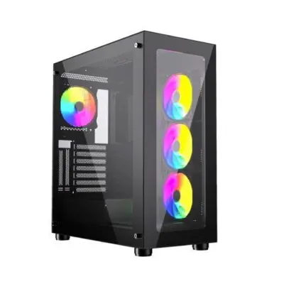 Fornax X450MAX ARGB kaljeno steklo črn RGB ventilatorji, USB C, Gaming računalniško ohišje (CCC-FC-X450MAX)