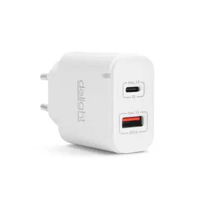 55047WH USB QuickCharge 3.0 + USB C polnilec bel
