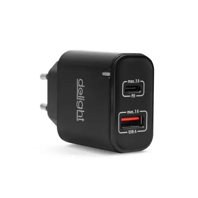 55047BK USB QuickCharge 3.0 + USB C polnilec črn