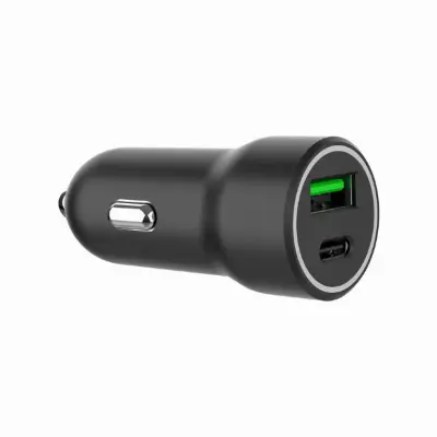 hitri avto polnilec z 2 vrati USB A/C PD/QC, črn 20 W, 2.2A (TA-UC-A2PDQC20-CAR-01)