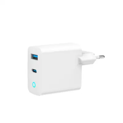 hitri polnilec USB A/C PD/QC 3.0 2 porta 65W / 3A (TA-UC-PDQC65L-W-01) LED indikator (prikaz stanja polnjenja)