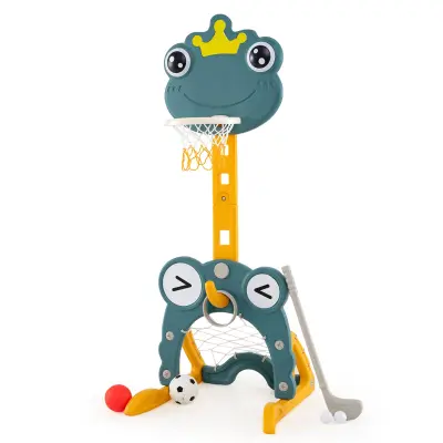 Otroški center za dejavnosti 4 v 1 s košem in nogometnim golom