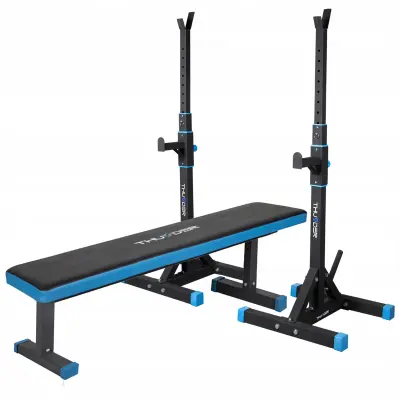 Ravna fitnes klop THUNDER® FREELY + stojalo za dolgo palico PRESA – do 120 kg / 200 kg