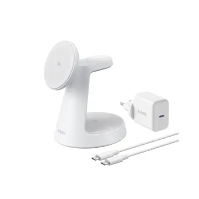 Polnilno stojalo ANKER MagGo, 3V1, 15 W, brezžično, belo