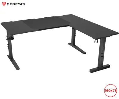 Pisarniška/gaming miza GENESIS HOLM MODULAR 160 CORNER, modularna, nastavljiva višina, RGB LED