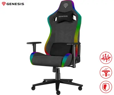 Gaming/pisarniški stol GENESIS TRIT 660 RGB, ergonomski, nastavljiva višina/naklon