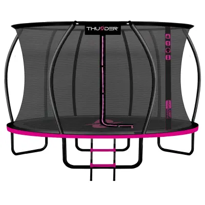 Trampolin vrtni – 427 cm, z notranjo varnostno mrežo, lestev, komplet THUNDER® ULTRA 14FT PINK