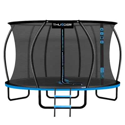 Trampolin vrtni – 366 cm, z notranjo varnostno mrežo, lestev, komplet THUNDER® ULTRA 12FT BLUE