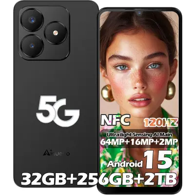 Ainuevo Neo S25 Pro 5G 32/256GB, črna Pametni telefon, Android 15, 5280mAh, 64MP, NFC, Dual SIM
