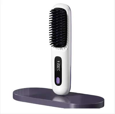 S7 Prenosni Brezžični Ravnalnik Las & Kodralnik Glavnik White