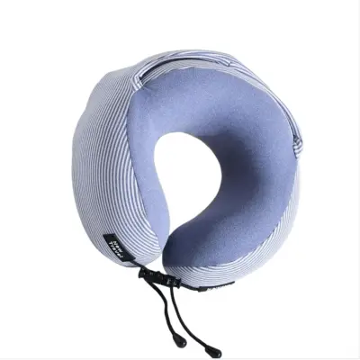 Potovalni vzglavnik z U-obliko in kapuco za blokiranje svetlobe - udoben in prenosen Blue