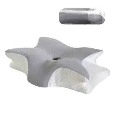 Ergonomski vzglavnik iz spominske pene Butterfly 60x40x13cm za globok spanec LightGrey