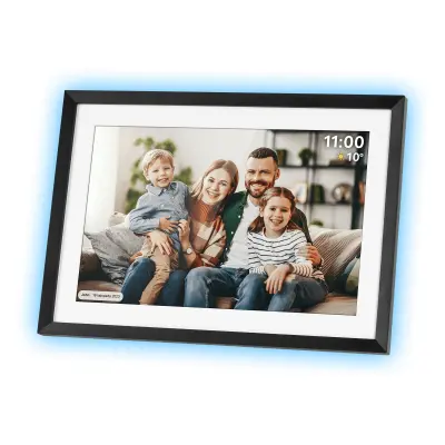 Touch digitalni foto okvir Wi-Fi 10,1″ črn APP z LED RGB osvetlitvijo ozadja