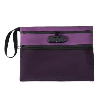 Vidna večplastna varnostna torba s ključavnico - Organizator dokumentov Purple