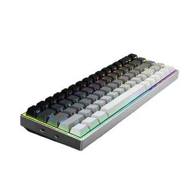 Žična Mešano Svetlobna Mehanska Tipkovnica 68 Tipk - Gradient Siva z Modrim Stikalom