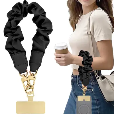 Kreativna Vrvica za Telefon - Eleganten in Varen Mobilni Dodatek Black