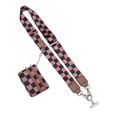 Večnamenska snemljiva najlonska vrvica za telefon s širokim naramnico in torbico za kovance Brown