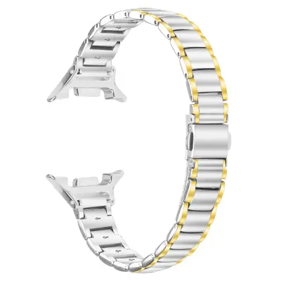 Eleganten jeklen trojni zapestni trak, združljiv s Samsung Galaxy Watch8/8 Classic silver+gold