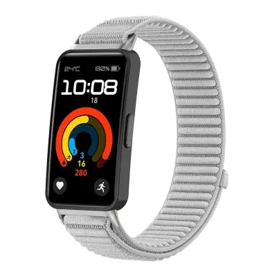 Združljiv najlonski pleten trak za Huawei Band 8/9/10 - Več barv Grey