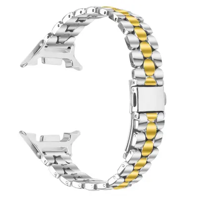 Eleganten jekleni pas z biseri, združljiv s Samsung Galaxy Watch 8/8 Classic silver+gold